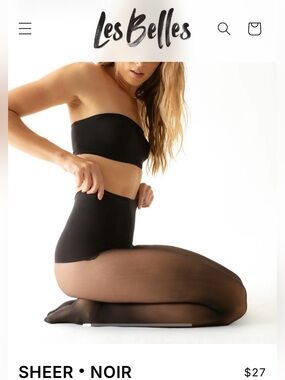 2 Pairs of Les Belles - Sheer Noir - High waisted tights - M